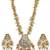 Gold-toned & white pearl-beaded temple jewellery necklace & earrings set