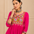 Pink gamthi mirror work rayon kediya top