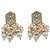 Antique gold-toned kundan pearl cluster necklace set with hexagonal meenakari pendant and pearl jhumka earrings