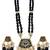 Gold-toned black kundan-studded peacock design long beaded necklace with earrings