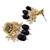 Gold-toned black kundan-studded peacock design long beaded necklace with earrings