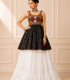 Black Bandhani Kediya with Rayon Cotton Lehenga Set