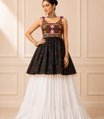 Black Bandhani Kediya with Rayon Cotton Lehenga Set