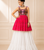 Pink Bandhani Kediya with Rayon Cotton Lehenga Set