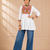 White gamthi mirror work rayon kediya top
