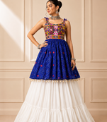 Blue Bandhani Kediya with Rayon Cotton Lehenga Set