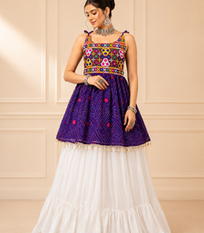 Purple Bandhani Kediya with Rayon Cotton Lehenga Set