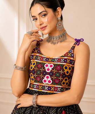 Black Bandhani Kediya with Rayon Cotton Lehenga Set 2