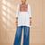 White gamthi mirror work rayon kediya top