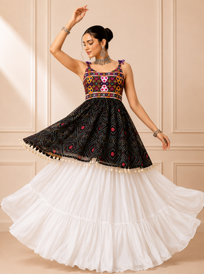 Black Bandhani Kediya with Rayon Cotton Lehenga Set 4