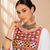 White gamthi mirror work rayon kediya top