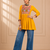 Yellow gamthi mirror work rayon kediya top