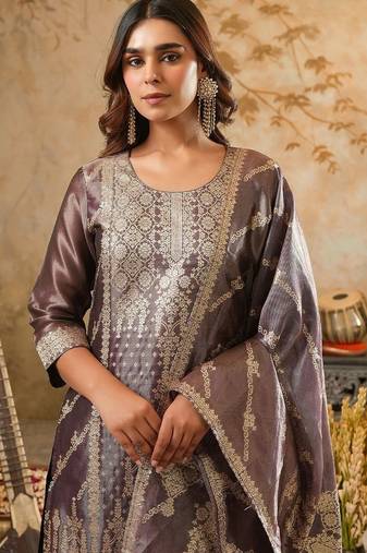 Women Ethnic Motifs Regular Kurta with Trousers & With Dupatta