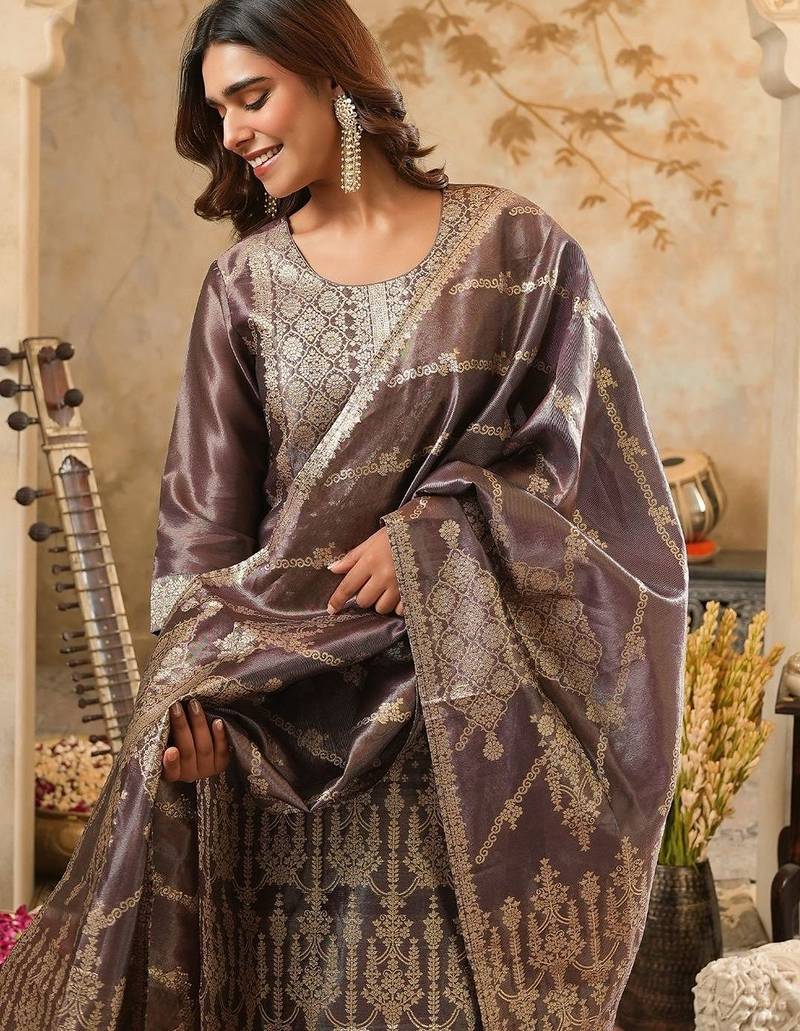 Women Ethnic Motifs Regular Kurta with Trousers & With Dupatta