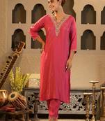 Women Ethnic Motifs Embroidered Regular Kurta with Trousers