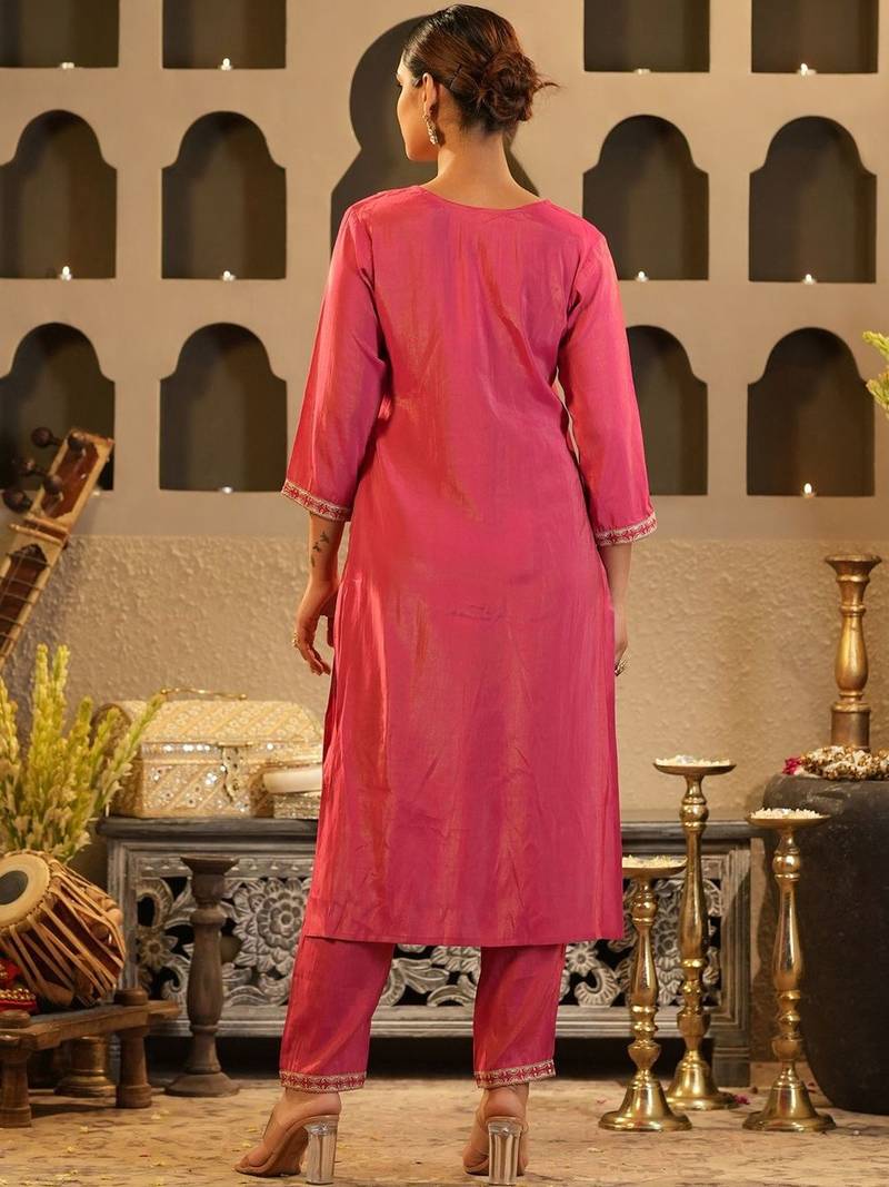 Women Ethnic Motifs Embroidered Regular Kurta with Trousers