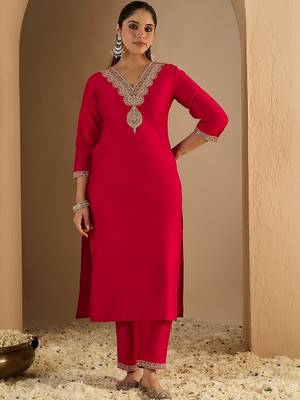 Women Ethnic Motifs Embroidered Regular Thread Work Liva Kurta with Trousers 6