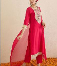 Women Ethnic Motifs Embroidered Regular Thread Work Kurta With Trousers & Dupatta