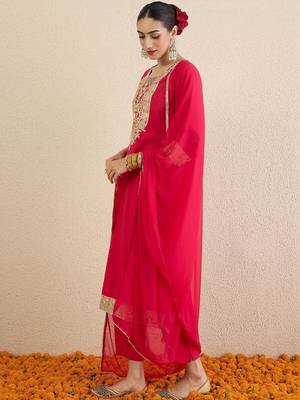 Women Ethnic Motifs Embroidered Regular Thread Work Kurta With Trousers & Dupatta 3