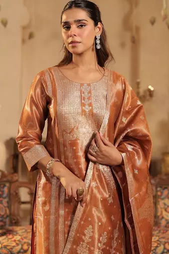 Women Ethnic Motifs Regular Kurta with Trousers & With Dupatta