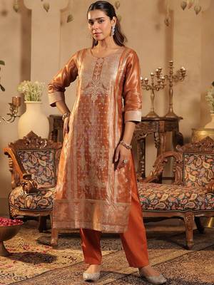 Women Ethnic Motifs Regular Kurta with Trousers & With Dupatta 3