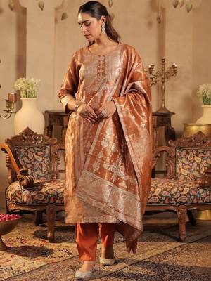 Women Ethnic Motifs Regular Kurta with Trousers & With Dupatta 4