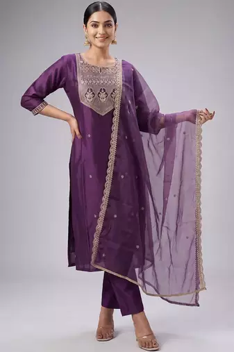 Women Ethnic Motifs Embroidered Regular Thread Work Kurta with Trousers & Dupatta