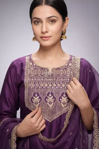 Women Ethnic Motifs Embroidered Regular Thread Work Kurta with Trousers & Dupatta