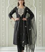 Women Ethnic Motifs Embroidered Regular Thread Work Kurta with Trousers & With Dupatta