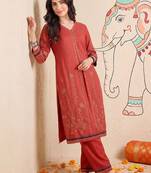 Women Ethnic Motifs Embroidered Regular Thread Work Kurta with Palazzos