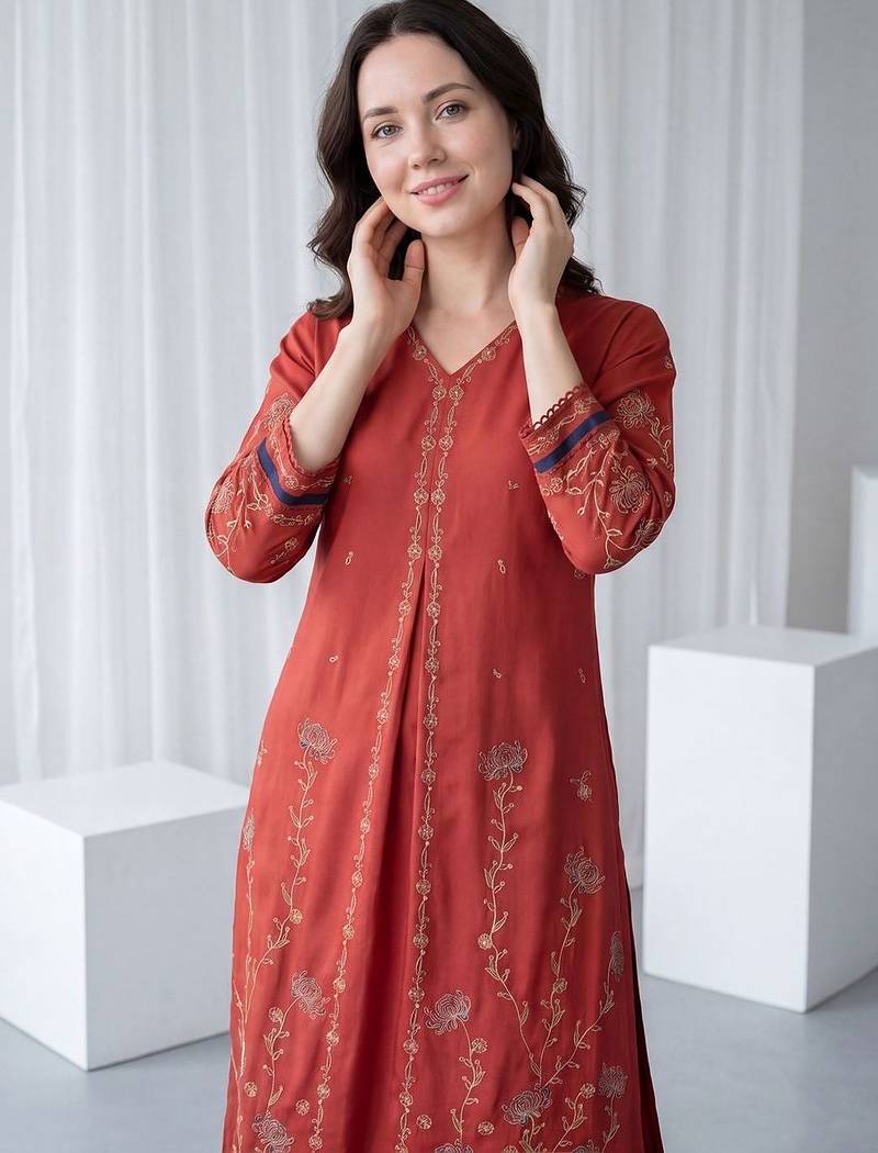 Women Ethnic Motifs Embroidered Regular Thread Work Kurta with Trousers