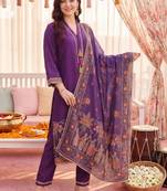 Women Ethnic Motifs Embroidered Regular Thread Work Kurta with Trousers & With Dupatta