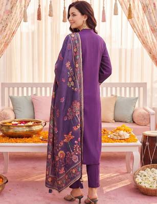 Women Ethnic Motifs Embroidered Regular Thread Work Kurta with Trousers & With Dupatta 4