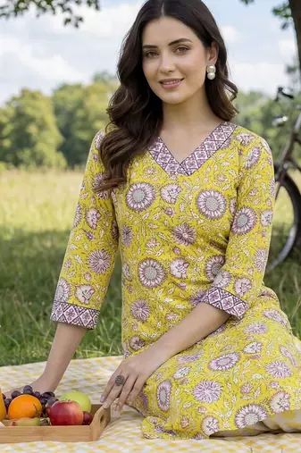 Women Floral Printed Regular Pure Cotton Kurta with Trousers & With Dupatta