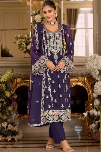 Women Ethnic Motifs Embroidered Regular Kurta with Trousers & With Dupatta