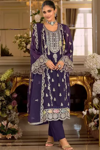 Women Ethnic Motifs Embroidered Regular Kurta with Trousers & With Dupatta