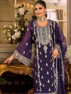 Women Ethnic Motifs Embroidered Regular Kurta with Trousers & With Dupatta 2