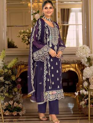 Women Ethnic Motifs Embroidered Regular Kurta with Trousers & With Dupatta 3