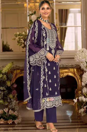 Women Ethnic Motifs Embroidered Regular Kurta with Trousers & With Dupatta