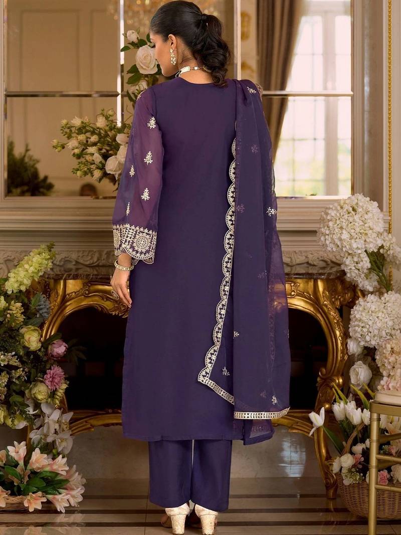 Women Ethnic Motifs Embroidered Regular Kurta with Trousers & With Dupatta