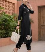 Women Ethnic Motifs Embroidered Regular Thread Work Pure Cotton Kurta with Palazzos