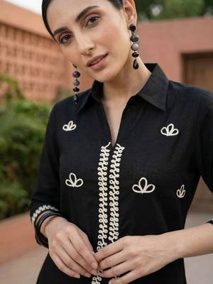 Women Ethnic Motifs Embroidered Regular Thread Work Pure Cotton Kurta with Palazzos 2