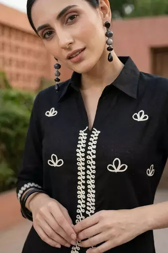 Women Ethnic Motifs Embroidered Regular Thread Work Pure Cotton Kurta with Palazzos