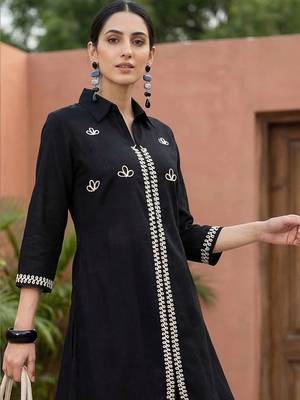 Women Ethnic Motifs Embroidered Regular Thread Work Pure Cotton Kurta with Palazzos 4