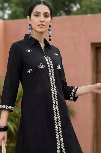 Women Ethnic Motifs Embroidered Regular Thread Work Pure Cotton Kurta with Palazzos