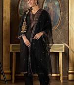 Women Ethnic Motifs Embroidered Regular Thread Work Kurta with Trousers & With Dupatta