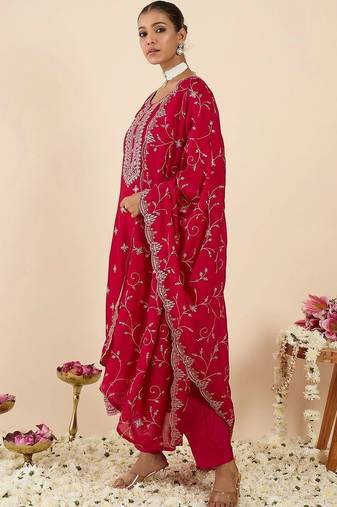 Women Ethnic Motifs Embroidered Regular Thread Work Kurta with Trousers & With Dupatta
