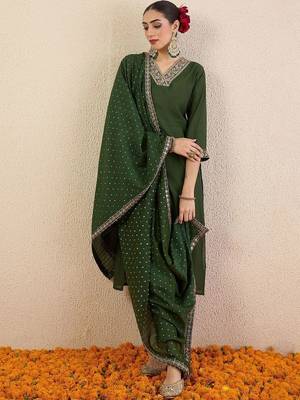 Women Ethnic Motifs Embroidered Regular Thread Work Kurta with Trousers & With Dupatta 1