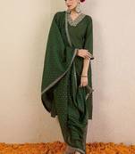 Women Ethnic Motifs Embroidered Regular Thread Work Kurta with Trousers & With Dupatta