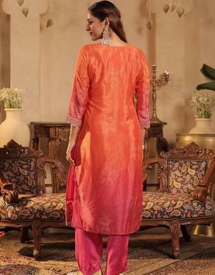 Women Ombre Dyed Regular Thread Work Kurta with Trousers & With Dupatta 3